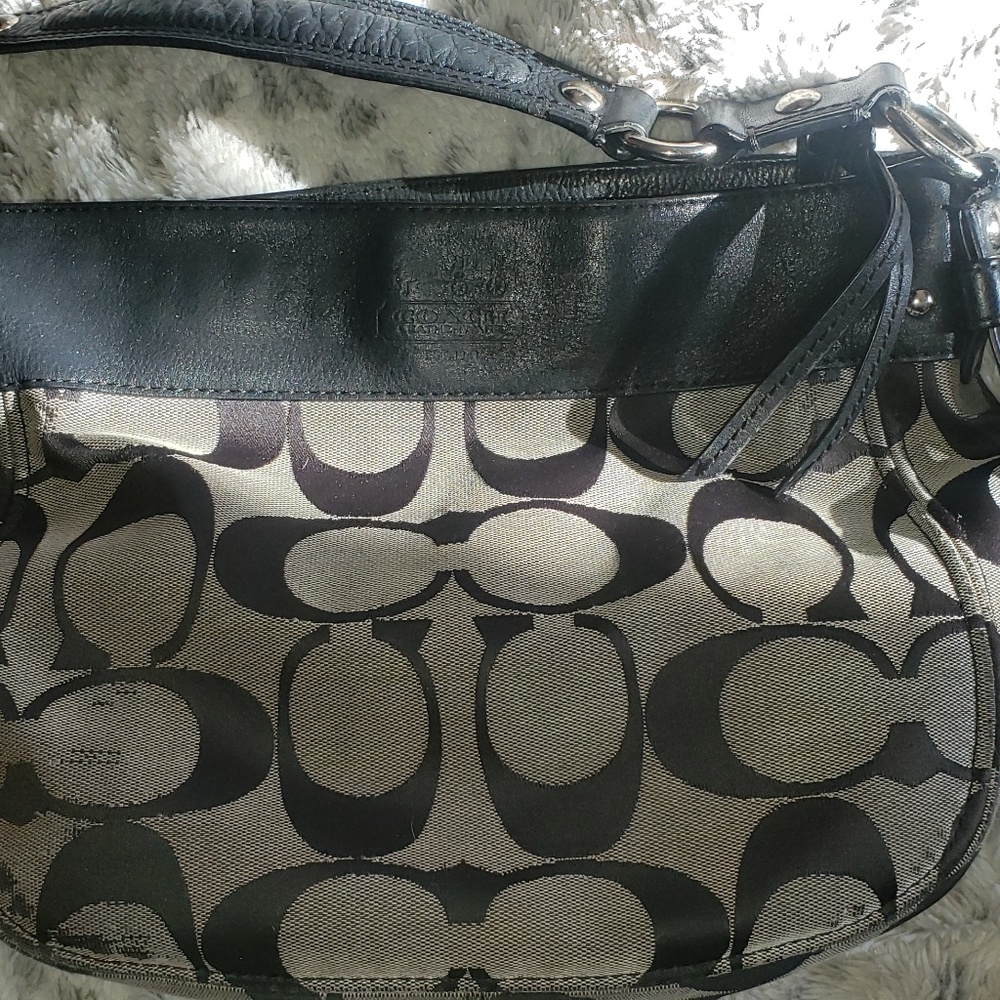 Well loved Coach Signature black gray large bag